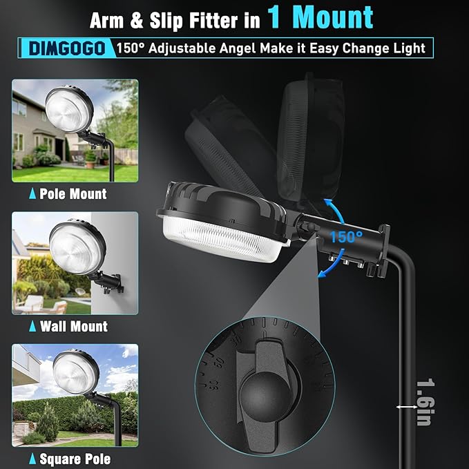 150W LED Barn Light, 20000LM Dusk to Dawn Outdoor Yard Light with Photocell, IP66 Waterproof, 1200W MH/HPS Equivalent, Aluminum Housing Outside Security Flood Lighting for Garage Farmhouse