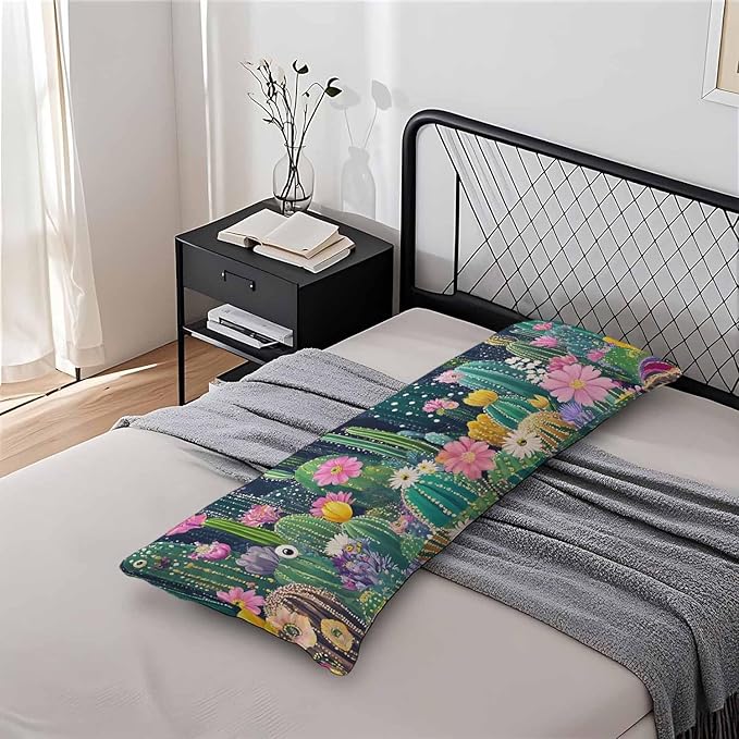 Cactus Decorative Body Pillows for Home, Tropical Cactus Floral Body Pillow Cover Sleeper Pillow Cushion Cover Bedding Body Pillowcase for Man Woman Sofa Patio Shop 20x54 Inch, Green
