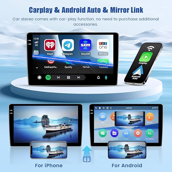 5Ghz WiFi [4G+64G] Android 15 Car Radio for Jeep Compass Patriot 2010-2016 Car Stereo with Wireless Carplay/Android Auto, 10 Inch HD Touch Screen with GPS Bluetooth FM/RDS EQ SWC Backup Camera MIC