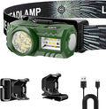 LED Rechargeable Headlamp with Motion Sensor,6 Modes for Camping & Hiking Gear Essentials, Mini Headlight Flashlight with Red Light, Perfect Pocket Gift for Friends and Family(Green)