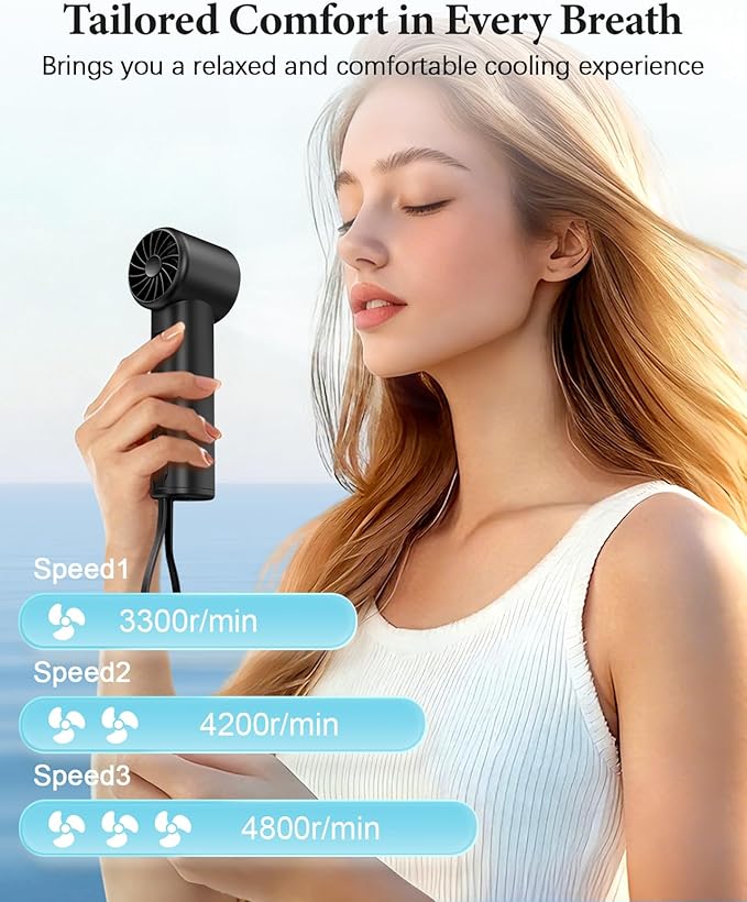 Portable Handheld Fan with Power Bank(High-Speed),3 IN 1 USB Rechargeable Mini Personal Fan with Flashlight,Small Size for Outdoor/Travel/Beach/Concerts/Summer.Gifts for Girl,Women.Black