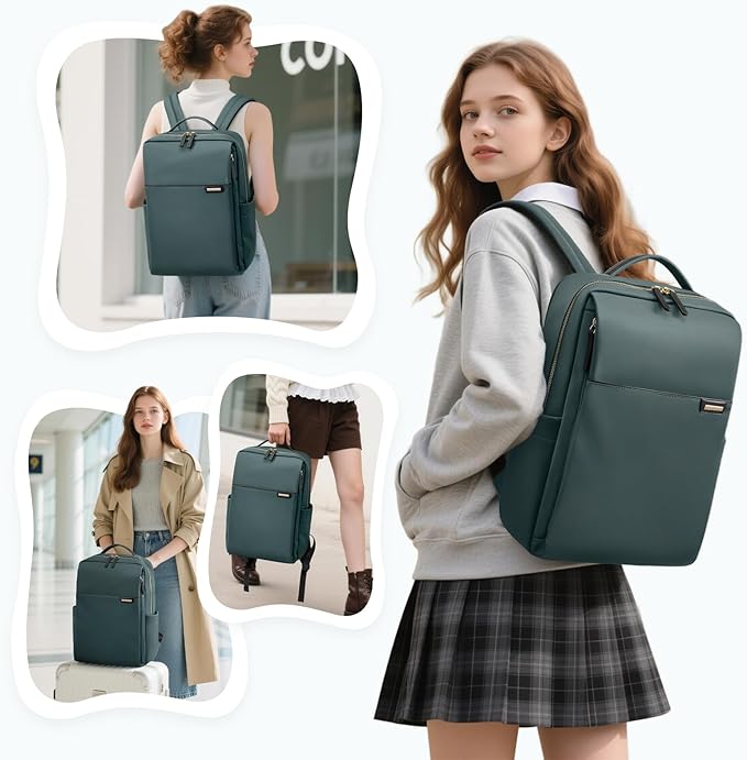 Laptop Backpack for Women, Work Business Traval Computer Backpacks with Laptop Compartment Waterproof Casual Daypack for Travel College,16Inch,DarkGreen