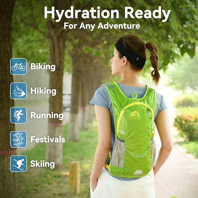 Hydration Backpack with 2L Water Bladder – Lightweight & Durable for Running, Hiking, Biking – Adjustable Fit for Men, Women, Youth