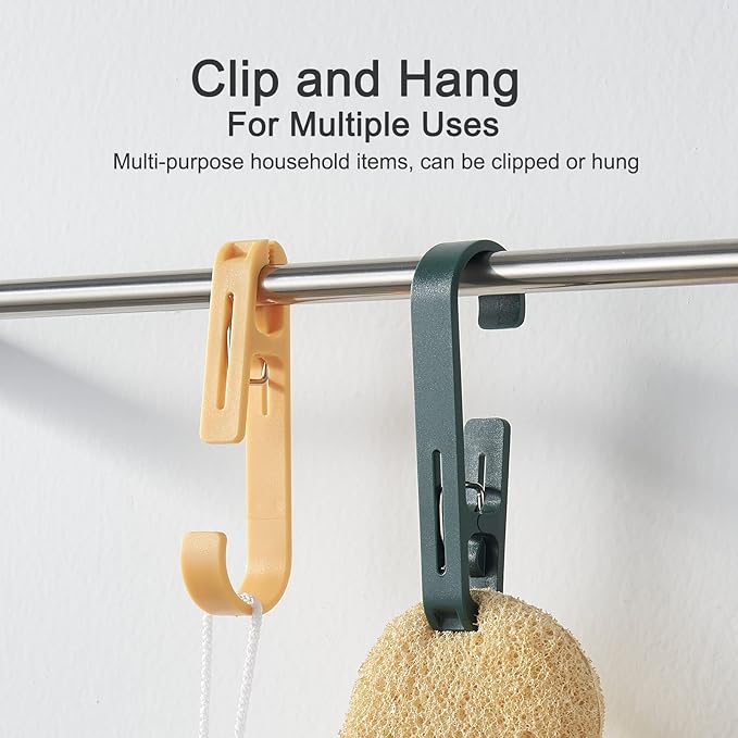 Large Laundry Hook Clothes pins 8pcs Sock Clip Laundry Clips with Springs, Strong Plastic Clothes Drying Line Pegsfor Home Kitchen Outdoor Trip