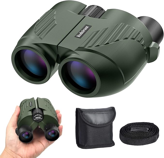 20X25 Compact Binoculars for Adults,Large Eyepiece Waterproof Binocular,Easy Focus Small Binoculars for Bird Watching,Hiking and Concert,Green
