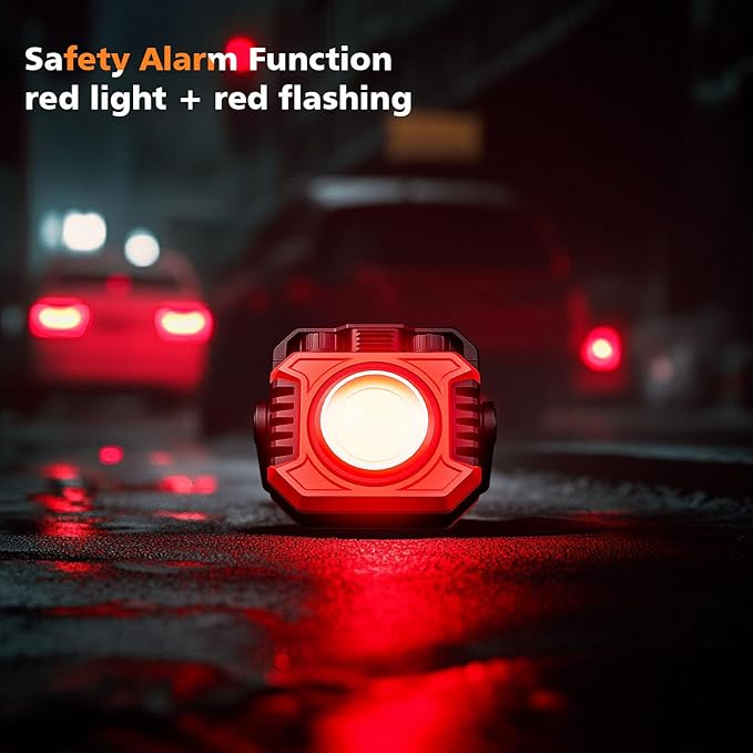Samyoung 2-Pack 2400LM Magnetic Rechargeable Work Light, Dual-Sided LED Work Light, Up to 80 Hours Runtime, Stepless Dimming 2700K-8000K, Magnetic Flashlight with 360° Rotating Stand, Hook, Red