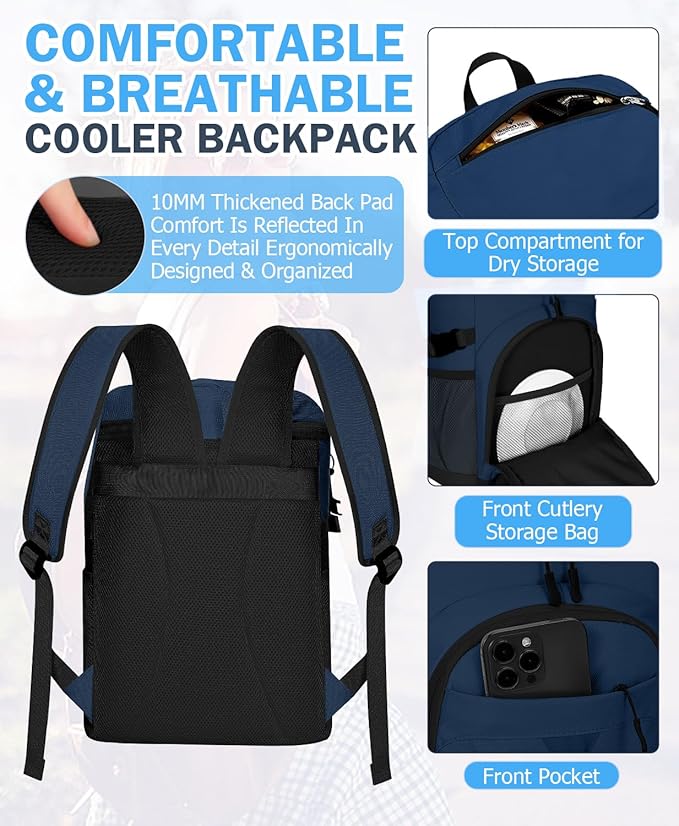 Cooler Backpack, 22L Waterproof Soft Backpack Coolers Leak Proof Beach Backpack Insulated Picnic Lunch Bag for Fishing Camping,Beach,Hiking,Travel