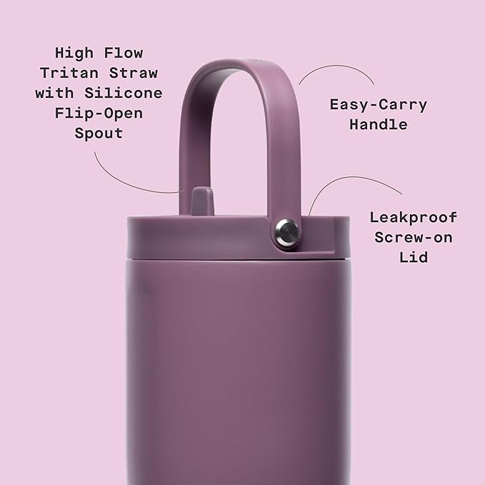 Corkcicle Go Cup XL - Leak-Proof Travel Tumbler - Triple Insulated Stainless Steel Water Bottle - Easy-Carry Handle - Summer Drinkware Gift - Keeps Drinks Ice Cold - 30 oz - Mauve