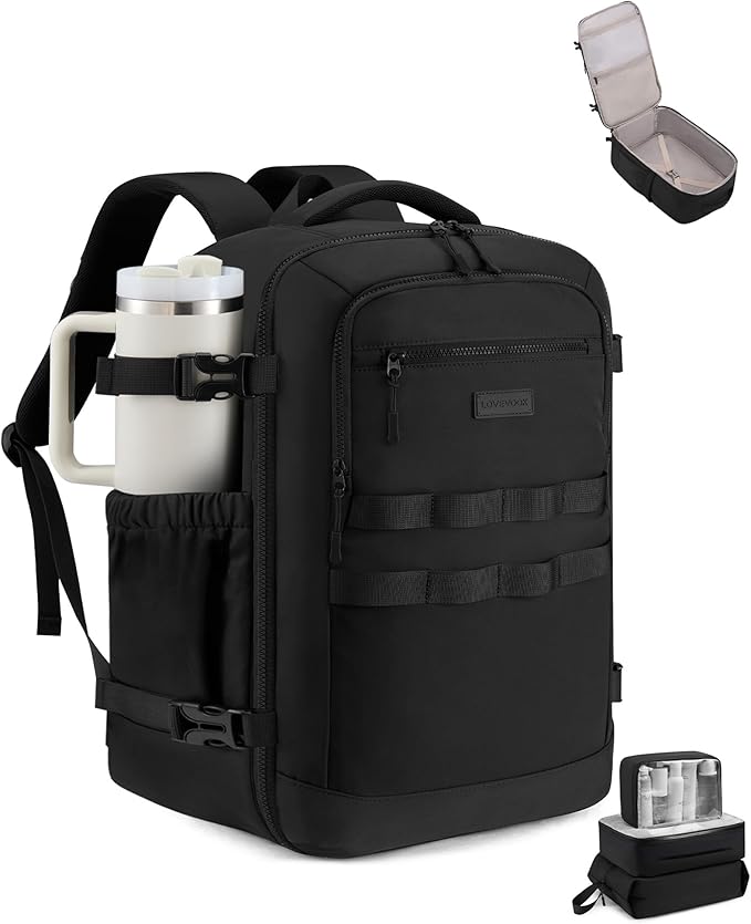 LOVEVOOK 50L Travel Backpack for Women & Men, TSA Approved Carry On Backpack with 3 Packing Cubes, Waterproof Personal Item Bag Fits 17" Laptop, Weekender Essentials Overnight Backpack for Trip