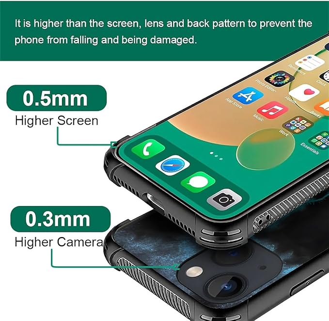 for iPhone 14 Case, Blue Breathing Wolf Pattern Graphic Design Girl Boy Soft Silicone Hard Acrylic Shock Protection for iPhone 14