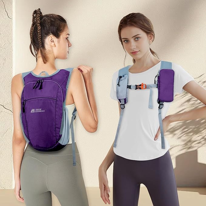 Hiking Backpack 10L/15L Small Daypack Lightweight Packable Travel Foldable Water Resistan for Women Men (Deep Purple, 15L)