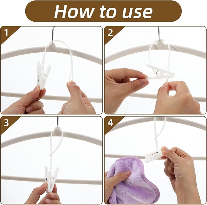 ElevateTech Multi-Purpose Laundry Hooks Clothes Pins Hanging Clips Towel Clips Hanger Organizer Clothes Closet Organizer for Closet Travel Pants Socks Handbags Hat Boot Bra
