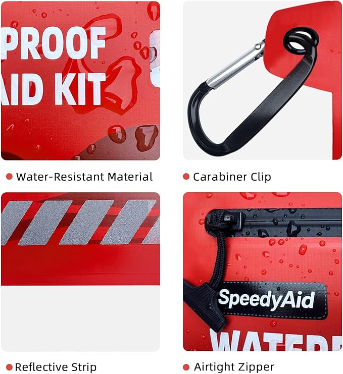 211 PCS Waterproof First Aid Kit, IPX7 Rated Dry Bag with Airtight Zipper, Portable Emergency Medical Supplies for Hiking, Boating, Swimming, Camping & Outdoor Activities
