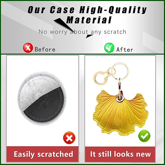 Leather Keychain Holder Case Compatible with AirTag,Cute air tag Cover with Keychain Ring,GPS Tracker Case for Keys