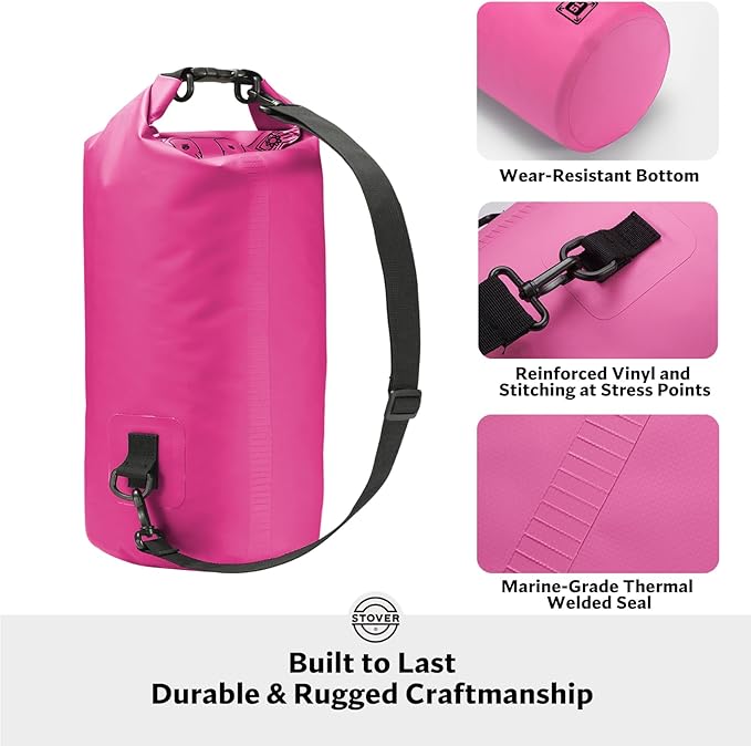 STOVER 5/10/25/30/40/55L Waterproof Dry Bag- Roll-Top Backpack w/Phone Case- Kayaking, Hiking, Camping, Boating- Men/Women