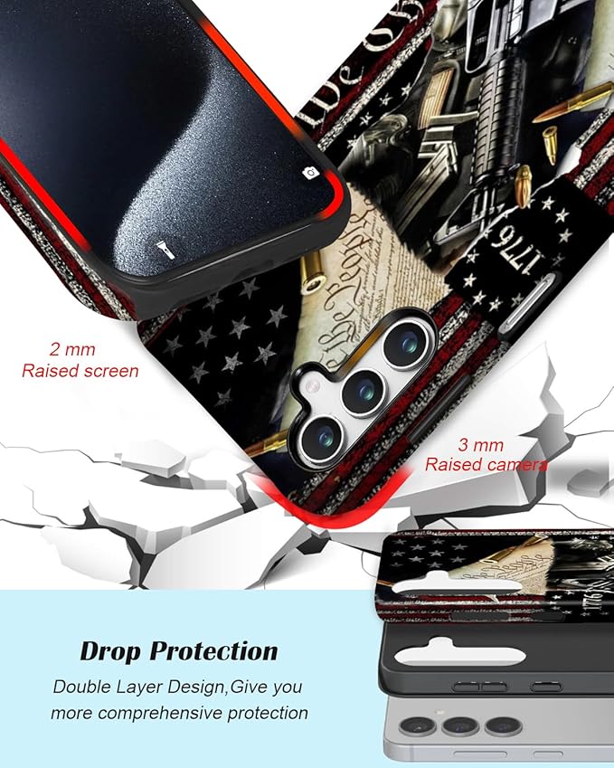 Compatible for Samsung Galaxy S25 Plus 5G Case, Dual Layer Heavy Duty 2 in 1 Shockproof Protective Phone Case,Classic American Flag 1776 We The People