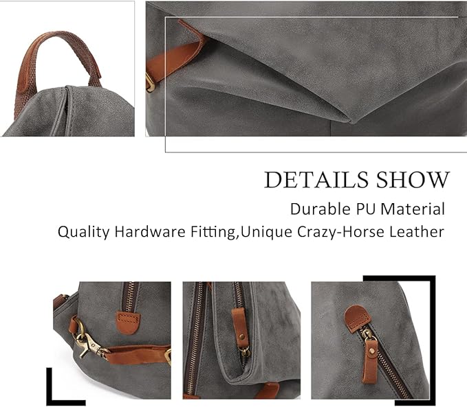 KL928 PU Leather Vintage Backpack – Large Casual Daypack Outdoor Travel Rucksack Hiking Backpacks for Men Women