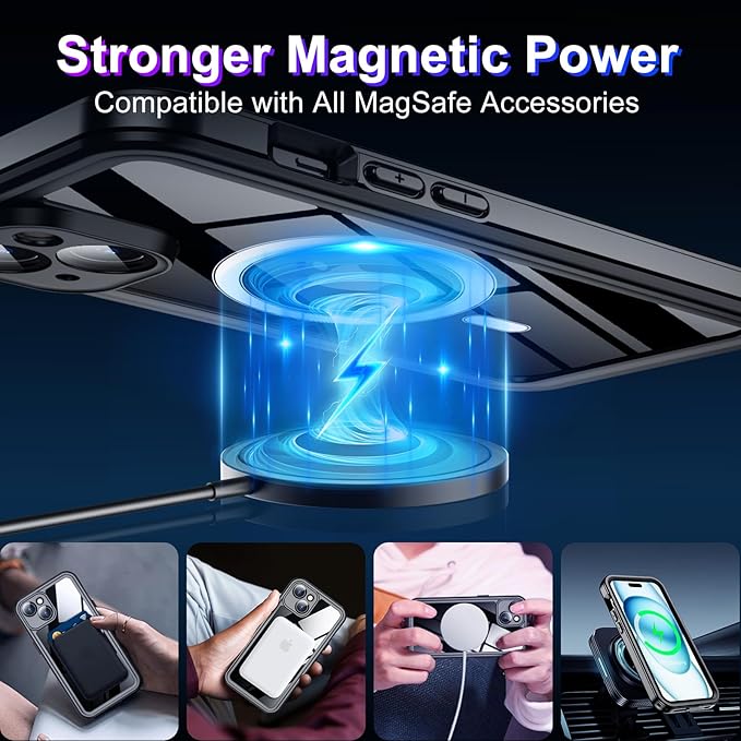 Red2Fire 2025 New Designed for iPhone 15 Case Waterproof, [Compatible with MagSafe][Built-in Camera & Screen Protector][Full Body Shockproof][IP68 Waterproof][Dustproof] Phone Case for iPhone 15 6.1"