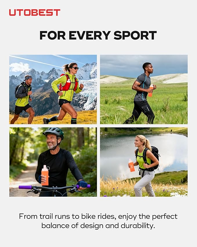 UTOBEST 2 Pack Soft Flask Running Water Bottle Collapsible Water Bottle for Trail Running Hydration Pack Hiking Cycling Climbing 350ML