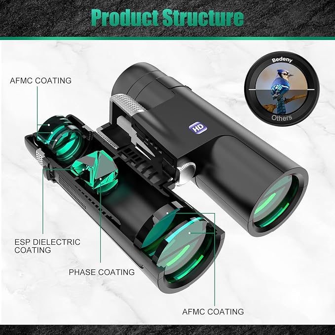 18x50 Professional Large View Binoculars for Adults with Upgraded Phone Adapter, Tripod and Tripod Adapter - Waterproof Binocular with BaK4 prisms for Bird Watching,Hiking,Outdoor Adventures