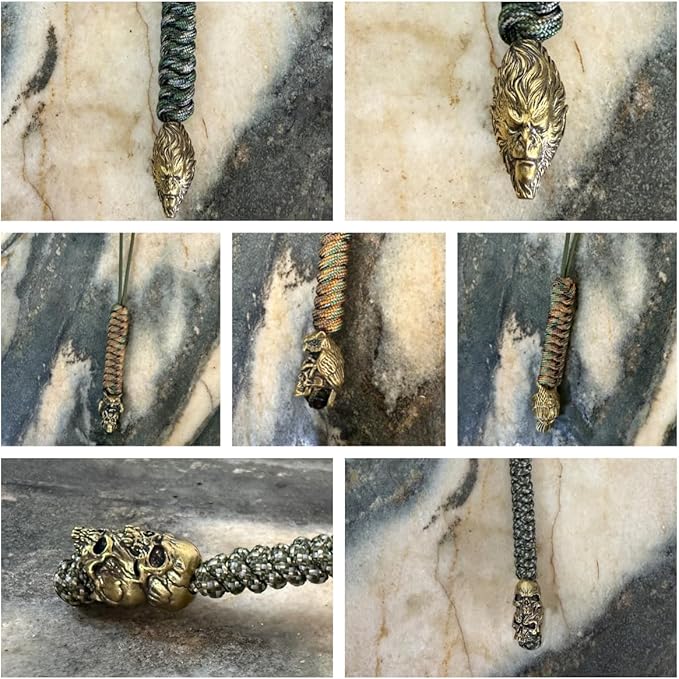 Handmade Lanyards with Brass Beads – Paracord 550 Survival Gear Leash for knives, Outdoor, and EDC Tools