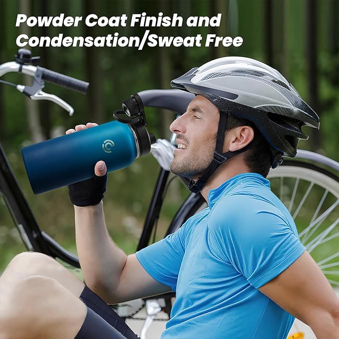 Sports Water Bottle 32oz, Insulated Water Bottle with Handle,Stainless Steel,Simple Modern,Suitable for Travel, School, Boy, Girl(Dark Night)