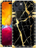 Compatible with iPhone 15 Case, Black Gold Marble Nature Luxury Golden Decoration for Girl Women Soft TPU Shockproof Protective Hard PC Back for iPhone 15