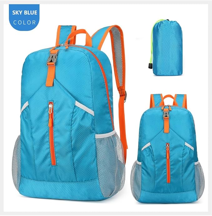levayhill 25L Foldable Hiking Backpack Lightweight Packable Basic-Daypack Collapsible Bag Water-Resistant Travel Men Women Camping Cycling Outdoor (Blue)