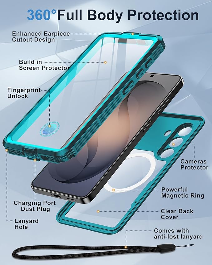 for Samsung Galaxy S26+ Plus Waterproof Case, [Fit for Magsafe] [IP68 Water Proof] [Built-in Screen Protector], Magnetic Heavy Duty Military Grade Rugged Phone Case for S 26+ Plus 6.7", Teal