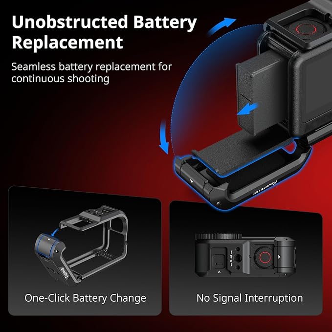SMALLRIG Action 6 Cage for DJI Osmo Action 6 with Expansion Interfaces, Cold Shoe, 1/4"-20 Threaded Hole, Quick Release, Aluminum Action Camera Cage for DJI Action 6, Protective Frame Cage - 5888
