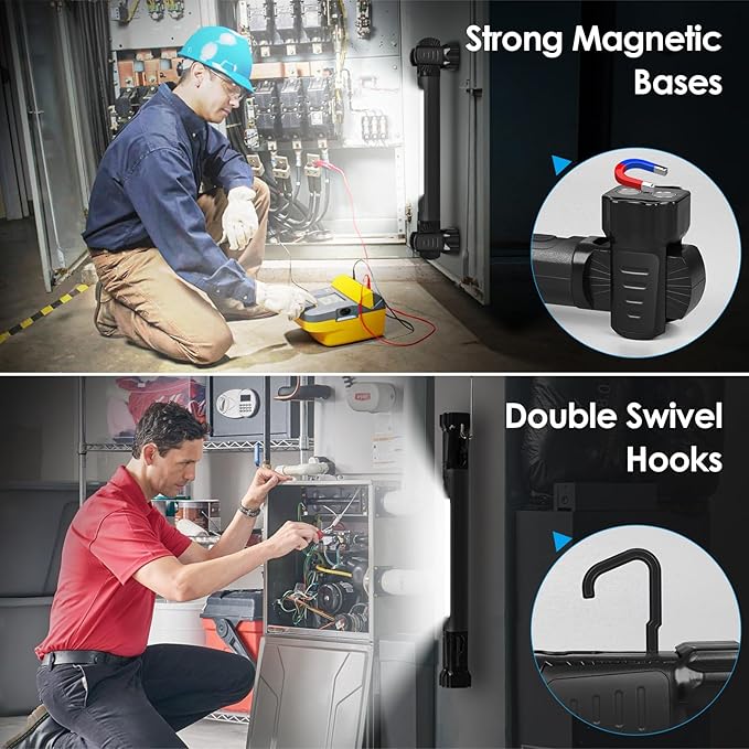 Work Light, 2500LM Ultra Bright, 5200mAh Rechargeable LED Work Lights, Magnetic Underhood Work Light Bar with Hooks, Portable Mechanic Light for Car Repairing Inspection Garage Workshop Emergency