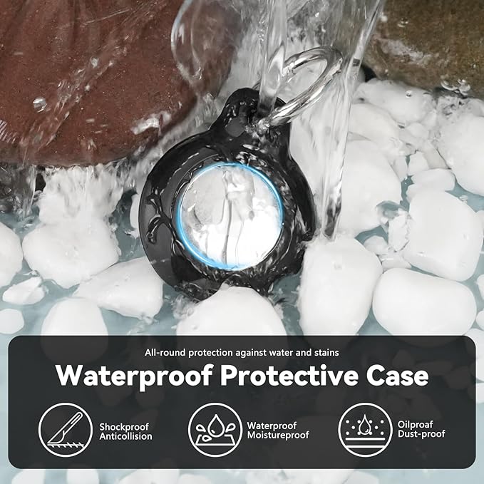 for Apple AirTag 2nd & 1st Gen, Waterproof Case for AirTag Holder Keychain,GPS Tracker Cover for Dog,Car Key,Luggage-F1-Black+Red