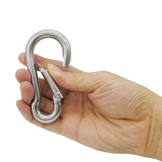 304 Stainless Steel Carabiners -4 inch Heavy Duty, Durable & Rust-Free Clips for Gym, Swing, Dog Leashes, Hammocks, Keychains, and More(304,M10,Pack of 2)