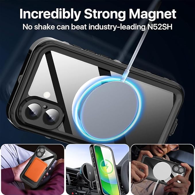 AICase Waterproof Case for iPhone 16 Plus(6.7") with MagSafe Snowproof,Dustproof and Shockproof,IP68 Certified Real 360 Full Body Protection Fully Sealed Underwater Cover for iPhone 16 Plus