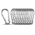 Small Carabiner Clip Hooks, 10pcs 1.97 inch Carabiners Heavy Duty, 304 Stainless Steel Spring Snap Hook Fits Camping Hiking, Metal Clips for Rope Chain Keys Rings