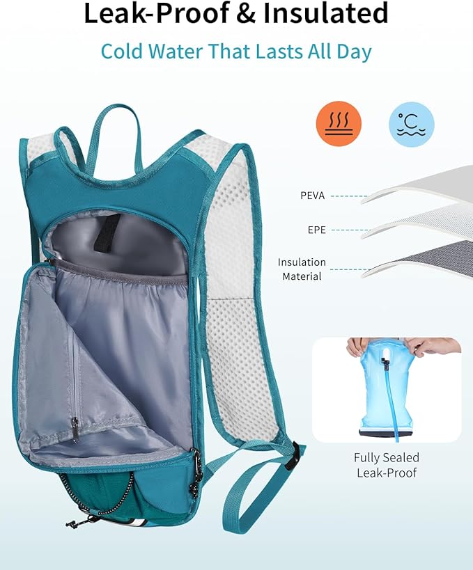 ECOHUB Hydration Backpack with 2L Water Bladder, Lightweight Running Hydration Pack for Men Women, Breathable Hiking Cycling Backpack for Outdoor Sports Marathon Travel