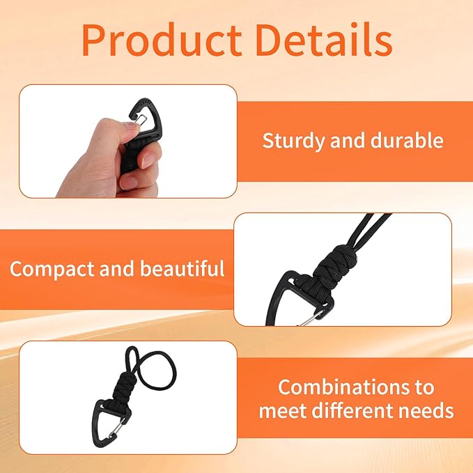 6pcs Paracord Keychain, Braided Rope Paracord Lanyard Key Chain with Triangle Buckle Carabiner Clip for Outdoor Survival Camping Backpack Hiking Gear Accessories