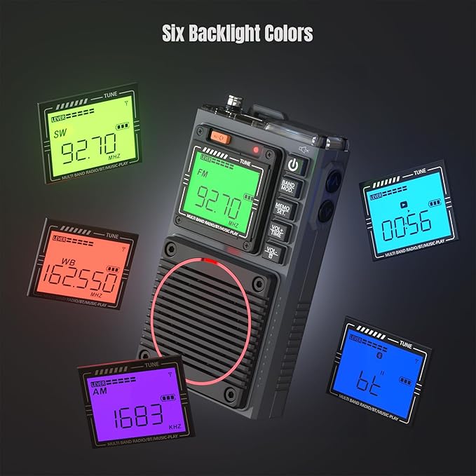 Raddy RF75A APP Control Shortwave Radio, Portable AM/FM/VHF/SW/WB Weather Radio, Pocket Radio Rechargeable w/ 9.85 Ft Wire Antenna