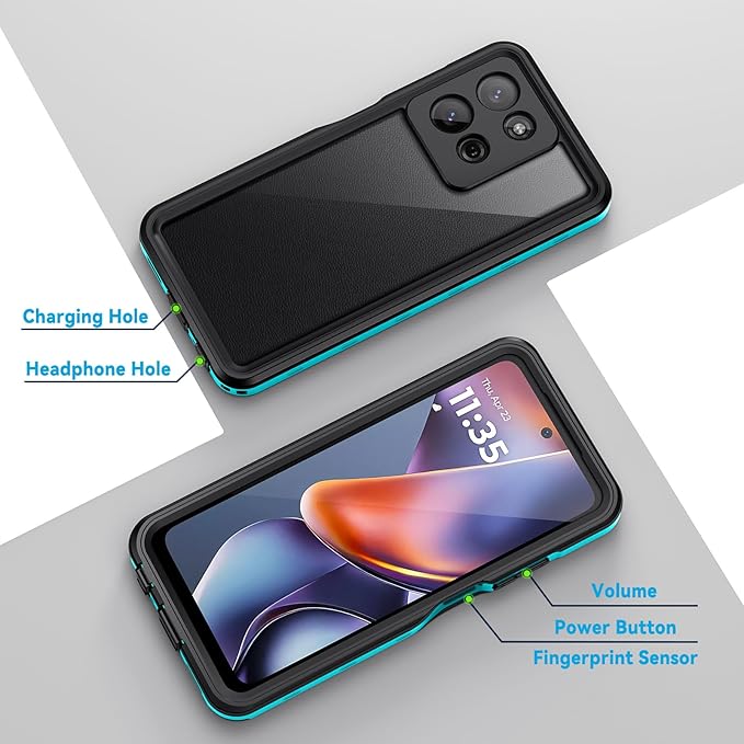 Lanhiem for Moto G 5G 2025 Case, IP68 Waterproof Dustproof Shockproof Case with Built-in Screen Protector, Full Body Underwater Protective Cover for Moto G 5G Only, Blue