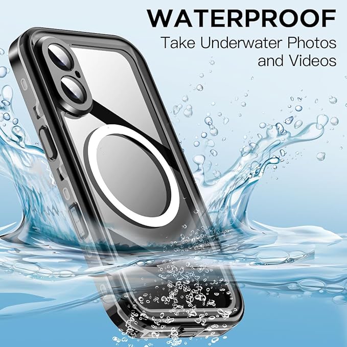 AICase Waterproof Case for iPhone 16(6.1") with MagSafe Snowproof,Dustproof and Shockproof,IP68 Certified Real 360 Full Body Protection Fully Sealed Underwater Cover for iPhone 16 2024