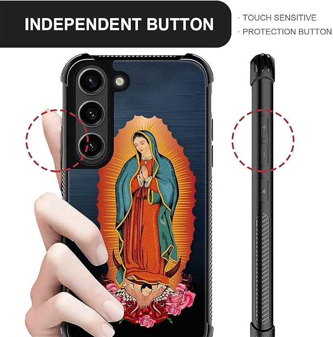 for Samsung Galaxy S23 Plus Case, Red Virgen Guadalupe Pattern Graphic Design Girl Boy Soft Silicone Hard Acrylic Shock Protection for Samsung Galaxy S23 Plus