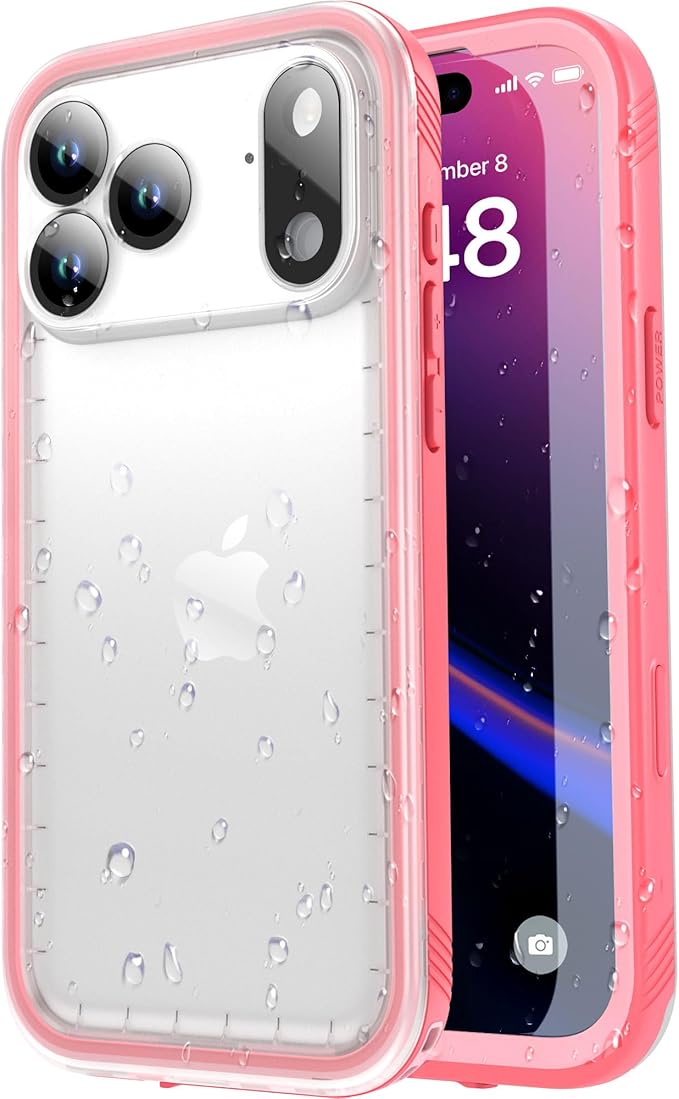 SPORTLINK for iPhone 17 Pro Case - IP68 Waterproof Military Protective Full Body Heavy Duty Shockproof 360 Sealed Dustproof with Camera Screen Protector Phone Cover for iPhone 17 Pro 6.3" Pink