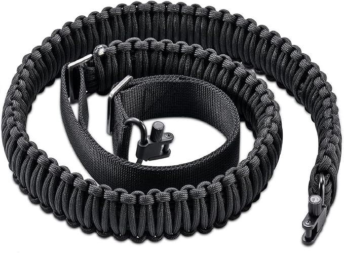 VVAAGG Two-Point Paracord Rifle Sling with Swivels, Non-Slip Gun Sling with Adjustable Length Strap