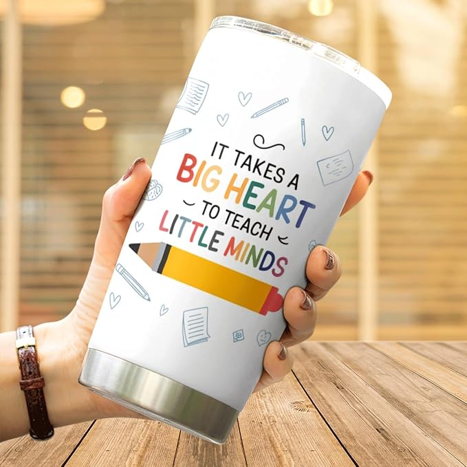 CUBICER Colorful Crayon Teacher Quote Design 20 Oz Tumbler For Educators Stainless Steel Travel Mug Appreciation Bottle Coffee Drink Outdoor Iced Heat Hot Cool