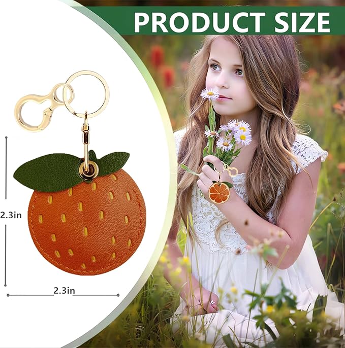Leather Keychain Holder Case Compatible with AirTag,Cute air tag Cover with Keychain Ring,GPS Tracker Case for Keys