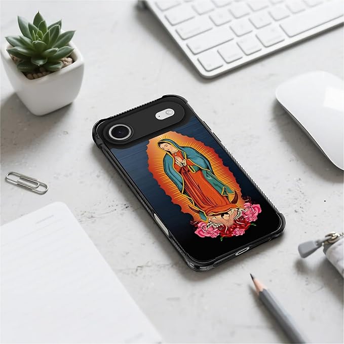 for iPhone 17 Air Case,for MagSafe Graphic Design for Girl Boy Soft Silicone Hard Acrylic Shock Protection Designed for iPhone 17 Air Red Virgen Guadalupe Pattern