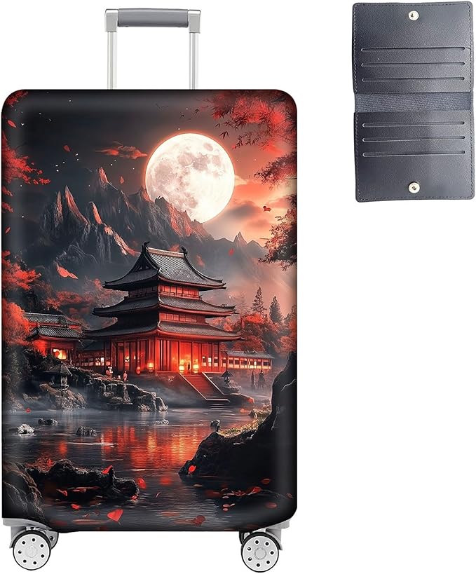 Luggage Cover Protector for 22-24 Inch Suitcases, TSA Approved Elastic Travel Suitcase Covers, Anti-Scratch Washable Luggage Sleeve for Carry On & Checked Bags, Ancient Buildings