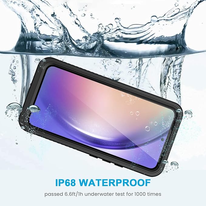 Lanhiem for Samsung Galaxy A54 5G Phone Case, IP68 Waterproof Dustproof, [Built-in Screen Protector] Full Body Protective Phone Case for Samsung Galaxy A54, Black/Clear