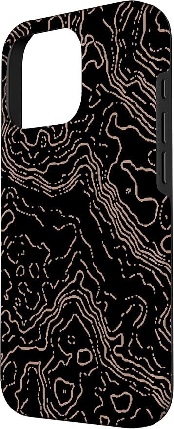 Topography Black & Brown Abstract Pattern Topographic Map Case for iPhone 16 Pro