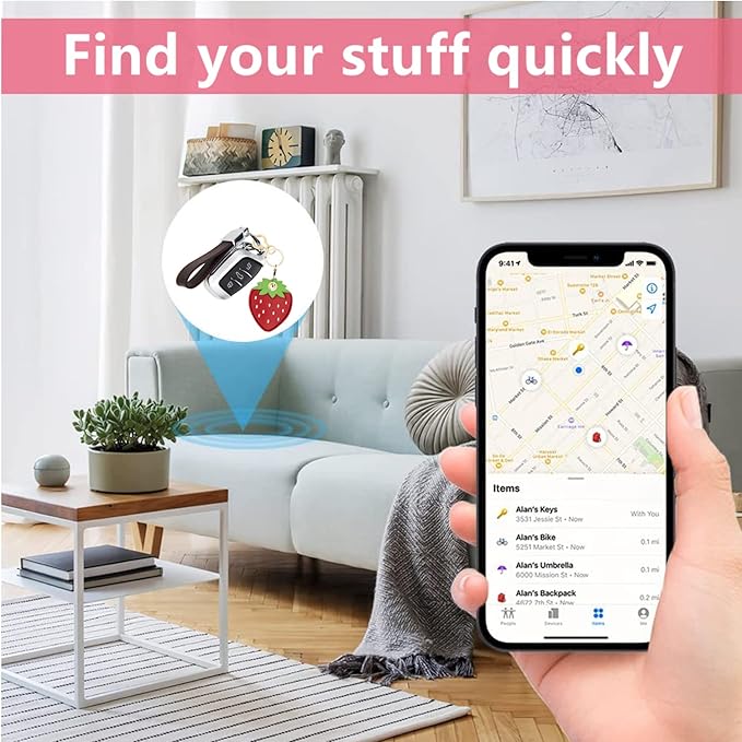 Leather Keychain Holder Case Compatible with AirTag,Cute air tag Cover with Keychain Ring,GPS Tracker Case for Keys